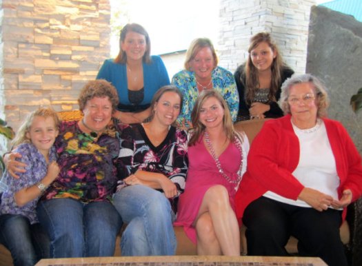 With MomMom (far right) and two of her daughters, Sandi (middle back) and Jen (middle front)