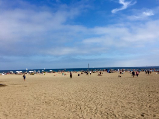 Beautiful beach day but we didn't have swim suits