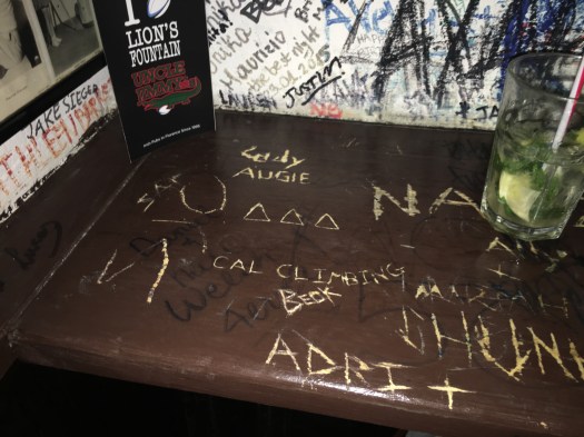 If you walk in from the patio, look at the ledges to the left and you'll see us